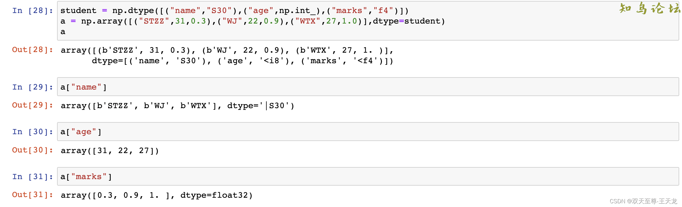 Python numpy有哪些常用数据类型6259 作者:Editor 帖子ID:3038 论坛知鸟论坛_zn60.com